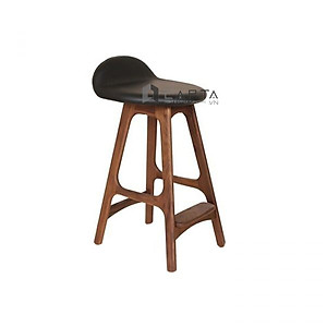 Ghế quầy bar ERIK BUCH-65P Nội thất Capta Ghế đảo bếp chân gỗ cao 65cm sơn màu Walnut hạt dẻ lưng tựa thấp có nệm bọc da PVC erik buch chair