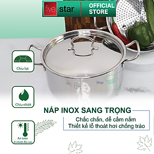 Bộ Nồi Xửng Hấp Fivestar Inox 3 Đáy ST24-3D - Hàng Chính Hãng
