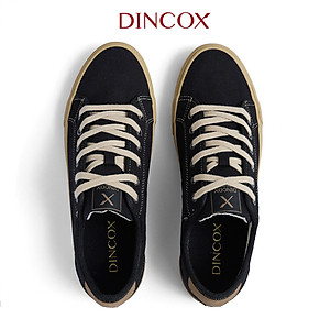 Giày Sneaker Nam Nữ Vải Canvas DINCOX E12 Black/Beige Đơn Giản Thanh Lịch