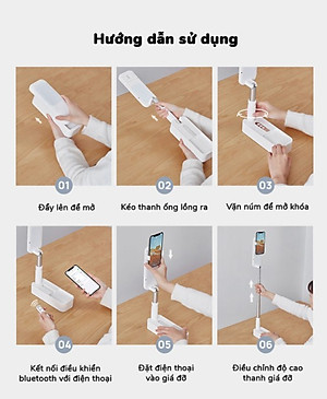 Gậy livestream thông minh kèm đèn DOXG-V6 - Điều chỉnh chiều cao lên đến 1.3m - Góc quay 360 độ - Gấp gọn dễ dàng - Sử dụng pin sạc dung lượng cao - Ánh sáng 3 màu, 7 chế độ - Kèm remote bluetooth chụp hình, quay phim từ xa