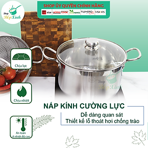 Bộ Nồi Xửng Hấp Fivestar Nắp Kính Tặng 10 Muỗng Inox