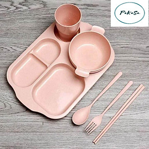 Bộ Khay đựng đồ ăn kèm phụ kiện bằng Lúa Mạch - Hàng Chính Hãng 