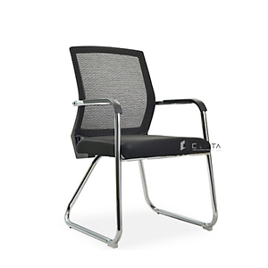 Ghế khách ghế hội nghị CV4604-M Nội thất Capta Ghế họp ghế đào tạo Ghế lưng lưới nệm vải màu đen khung nhựa đen 