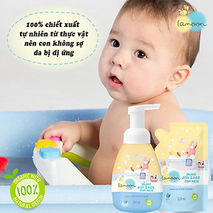 Sữa tắm gội Organic cho bé dạng bọt Lamoon - Bình 250ml