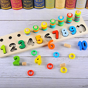 Bảng gỗ ghép số hoặc hình cho bé (2 mẫu số hoặc hình) giúp bé phát triển trí tuệ