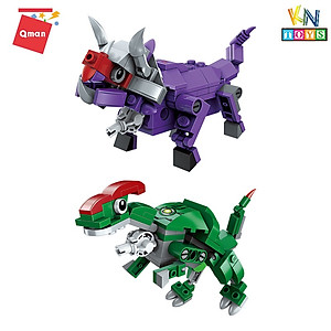 Đồ chơi xếp hình, lắp ráp 6 in 1 Qman 1414 - Siêu Robot khủng long Sura