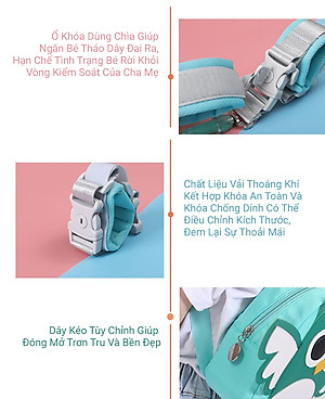 Dây Đai Chống Lạc KUNBE Kèm Balo Ngộ Nghĩnh, Loại 2.5M, Có Khóa An Toàn, Đựng Đồ Tiện Dụng