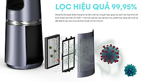 Quạt Không Cánh Kiêm Lọc Không Khí Rowenta Eclipse QU5030F0 Lọc Sạch 99,95% Bụi Mịn Cảm Biến Nhiệt Độ Auto Ồn Cực Thấp Công Suất 33 W - Hàng Nhập Đức