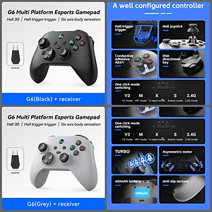 Gamepad tay game Không dây Bluetooth G6 Đa kết nối cho máy tính, laptop, smartphone, máy tính bảng, máy game hàng nhập khẩu