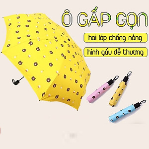 Dù Đi Mưa Gấp Gọn Hình Gấu 2 Lớp Chống Thấm Tốt - Hàng chính hãng