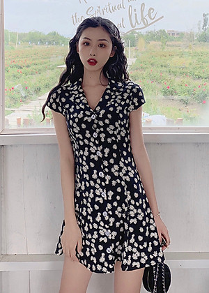 Đầm Sơ Mi Hoa Cúc Xuân Hè Kèm Thắt Lưng Xinh DN078 MayHomes, Thời Trang Nữ Mới, Đầm Ngắn Dễ Thương, Phong Cách Retro
