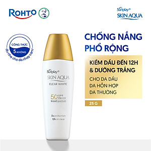 Kem chống nắng Skin Aqua dưỡng trắng, kiểm dầu, dùng hàng ngày dạng sữa Sunplay Skin Aqua Clear White Eco Việt Nam SPF50, PA++++ 25g