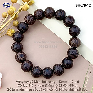 Vòng tay gỗ Mun Đuôi Công vân gỗ siêu đẹp (Đủ Size) may mắn, tài lộc (BH678) chất gỗ họa tiết mộc mạc, đem lại phong cách độc lạ