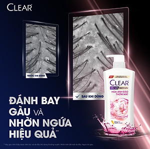 Dầu gội sạch gàu Clear Hoa Anh Đào đánh bay gàu & nhờn ngứa, sảng khoái cả ngày dài 630G