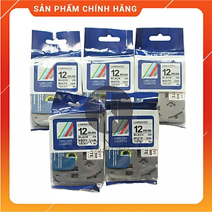 Nhãn In đa lớp Tz2-231 - Đen nền trắng 12mm x 8m - Hàng nhập khẩu