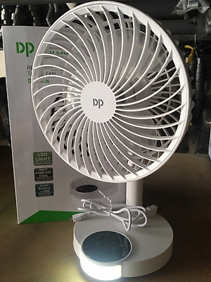 QUẠT SẠC TÍCH ĐIỆN BẰNG CỔNG CẮM USB DP 7626 - CÓ ĐÈN ĐỂ BÀN TIỆN DỤNG