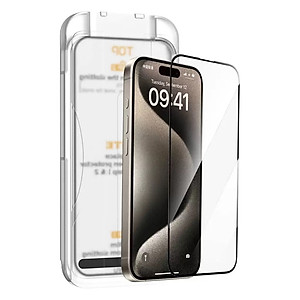 Kính cường lực khung tự dán cho iPhone 16 ProMax / 16 / 16 Plus / 16 Pro hiệu WIWU SQ-008 Easy install - Viền siêu mỏng 0.33mm, chống mẻ cạnh, Phủ nano siêu mượt - Hàng nhập khẩu