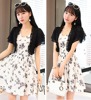 Áo khoác ren tà ngắn 08 C009