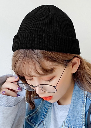 Mũ len trùm đầu phong cách Hip Hop NL17, Nón len trơn màu phong cách Hàn Quốc dành cho cả nam và nữ Màu Đen