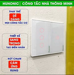 Công tắc 3 nút trắng cảm ứng, wifi cho Đèn, Quạt điều khiển từ xa qua điện thoại 500w/220V