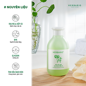 Bộ 3 chăm sóc da mụn cơ bản rau má & Diếp cá Herbario: Sữa rửa măt 200ml + Mặt nạ 30ml + Tinh chất 30ml