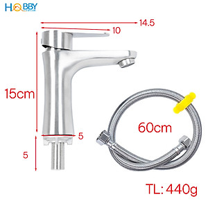 Vòi xả chậu rửa mặt lavabo cấp lạnh inox 304 Hobby home decor LBL2
