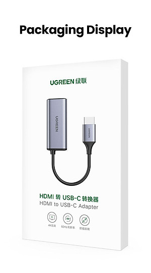 Ugreen UG70693CM323TK 4K 60hz Bộ chuyển đổi HDMI sang USB Type-C màu ghi xám có cổng cấp nguồn micro usb 5v - HÀNG CHÍNH HÃNG