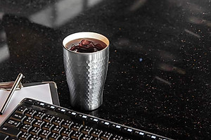 Ly giữ nhiệt inox hoa văn tổ ong 2 lớp phủ sứ Tiamo 360ml