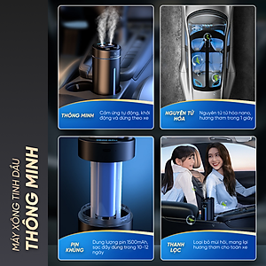 Máy Khuếch Tán Tinh Dầu Air Humidifier Dành Cho Xe Ô Tô Có Hỗ Trợ Sạc Pin