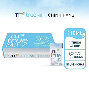Thùng 48 hộp sữa tươi tiệt trùng TH True Milk  nguyên chất 110ml