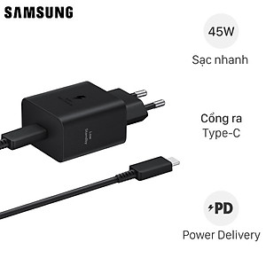 Bộ dây & củ sạc nhanh Samsung 45W Type-C cho Galaxy Note10 Plus, S20 Ultra và các dòng điện thoại khác – Hàng Chính hãng