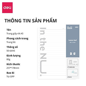 Tập Giấy Refill / Ruột Sổ Refill / Lõi Sổ Thay Thế A5 B5 100 Trang 80gsm Cao Cấp Nusign Deli - Phù Hợp Sổ Còng Deli Klong Harin Rin - NS310 NS315