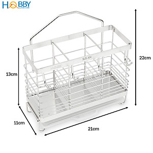 Kệ đựng đũa muỗng 3 ngăn có móc treo dán tường Hobby Home Decor DM04