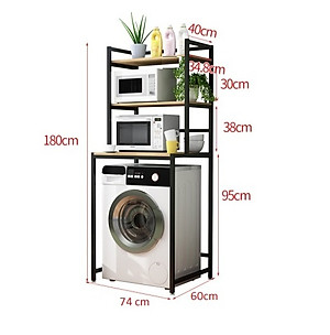 Kệ máy giặt 3 tầng KMG01 cho máy cửa trước, loại khung thép sơn tĩnh điện chống bong tróc, gỗ lõi xanh phủ melamine chống nước