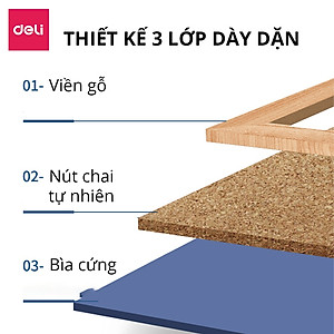 Bảng Ghim Lie Gỗ Bần Khung Gỗ Kết Hợp Bảng Từ Trắng Bút Lông Deli - Treo Dán Tài Liệu Bảng Note Treo Tường Dán Ghi Chú Thông Báo Tranh Ảnh Tặng Kèm Phụ Kiện - Nhiều kích cỡ