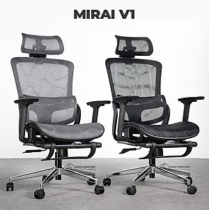 Ghế công thái học Nghiafurniture Mirai - Tối ưu về giá, tối đa tính năng, ngả lưng 140 độ, có gác chân, piston class4