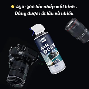 Chai xịt vệ sinh máy ảnh, bàn phím, bo mạch máy tính 450ML- Bình xịt khí nén đa năng dùng cho máy quay, ống kính, điện thoại...- Hàng nhập khẩu