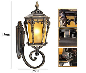 Đèn tường LIOME đồng kính cổ điển trang trí cột cổng, hành lang, ban công sang trọng - kèm bóng LED (821).