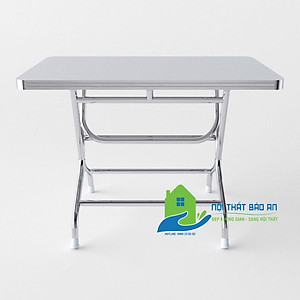 Bàn ăn chữ nhật inox 304 cao cấp rộng 0,7m dài 1m2 chân cao - Nội Thất Bảo An