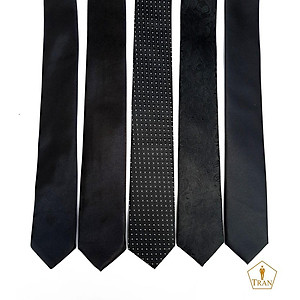 Ca Vat, Caravat, Cà Vạt, Cravat Đen Nam Bản Nhỏ 5Cm Dây Kéo Thắt Sẵn