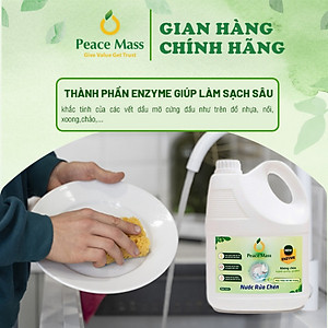 Nước rửa chén Peace Mass can 3.6l công nghệ enzym - sạch chén bát, không đọng mùi , không khô da, an toàn cho da nhạy cảm