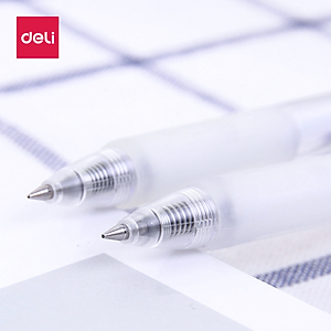 Bút Bi Nước Mực Gel Bấm Ngòi 0.5mm Deli - Thiết Kế Vỏ Trong Suốt Phù Hợp Văn Phòng Sinh Viên Học Sinh Ghi Chép Sổ Tay - A057B
