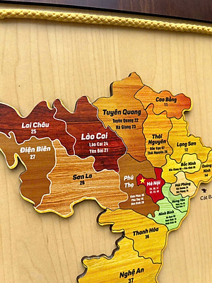 [KOSUYTU] Bản Đồ Việt Nam Bằng Gỗ - 34 Tỉnh Thành Mới – KT 40 x 60 CM