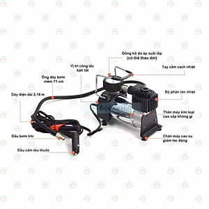 (Nhỏ Có Võ) Máy Bơm Lốp Xe Hơi Mini Cầm Tay KhoNCC Hàng Chính Hãng - Nguồn 12v Tẩu Xe Hơi - Đo Áp Suất - Bơm Xe Máy, Đạp, Banh - KDHS-MBLXSDK (Nhiều màu)
