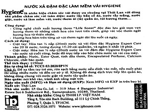 Nước xả vải đậm đặt Thái lan Hygiene expert care 1150 ml hàng chính ngạch
