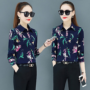 Áo sơ mi nữ công sở Haint  Boutique Thiết kế tay dài hoạ tiết hoa SM39