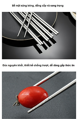 Set 5 Đôi Đũa Inox 304 Cao Cấp Phong Cách Hàn Quốc - Hàng Chính Hãng