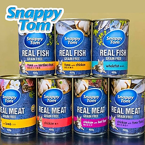 COMBO 5 Lon Pate Siêu Cá Cho Mèo Trưởng Thành Snappy Tom Real Fish Grain Free 400g - YonaPetshop