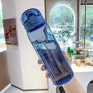 Bình Đựng Nước Nhựa Trong Thể Thao HELLO WATER Cute Dễ Thương 780ml Có Vạch Chia Và Quai Xách 