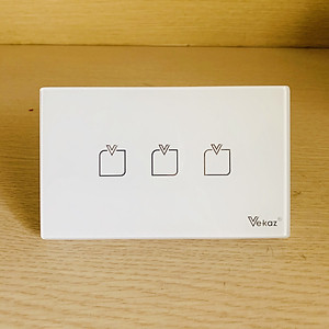 Công tắc cảm ứng thông minh 3 kênh (3 nút) Vekaz - Chính hãng - HCN kiểu ngang